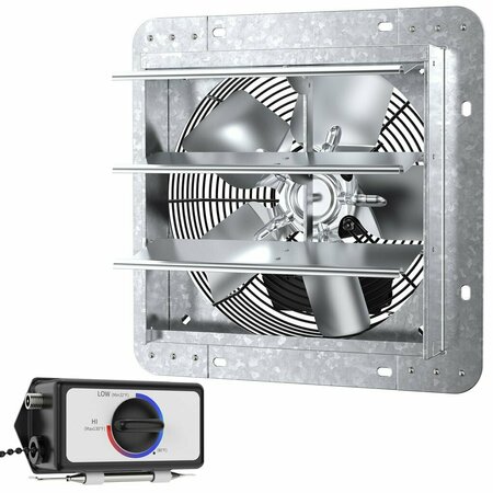 Iliving Silver 10 inch Shutter Exhaust Attic Garage Grow Fan with 3 Speed Thermostat 6 ft. 3 Plugs Cord ILG8SF10V-T